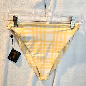 NWT Skatie Salty Bikini Bottoms Annie Yellow And White Plaid